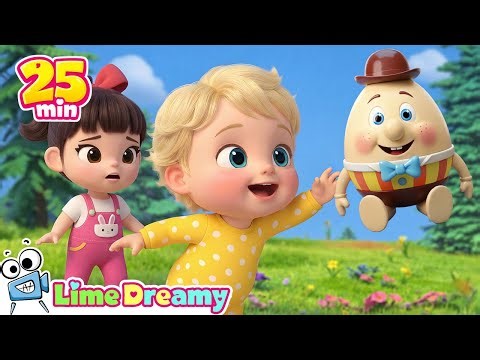Humpty Dumpty & Dinosaur Friends! 🥚🦖 | 25 Mins Best Nursery Rhymes Medley | Lime Dreamy