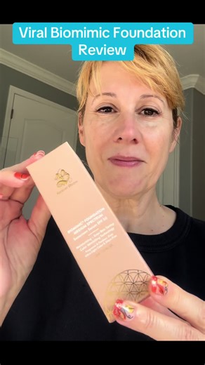 My Biomimic Foundation review. Definitely a 10 out of 10. It goes on white and converts to the color of your skin. It’s smooth, creamy, not heavy or greasy. It’s amazing! #biomimicfoundation #foundationreview #fyp #tiktokshopcybermonday #loveit