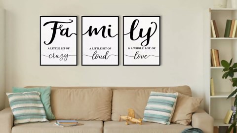Family Quotes Wall Art Decor: 3 Piece Family Sign Framed 12"x16" Farmhouse Wall Art for Living Room Dining Room,Love Quote Art Wall Art Prints Modern Minimalist Bedroom Wall Decor