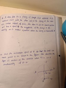 Q. A stone wide to a string of length d is whirled in a vertica... | Filo