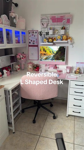 Reversible L Shaped Desk with Power Outlets
