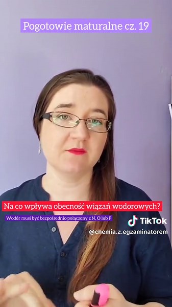 Potrafisz rozpoznać, czy cząsteczka jest polarna, czy nie? Wiesz, że moment dipolowy wiązania i moment dipolowy cząsteczki to dwie różne rzeczy? Potrafisz określić, czy związek chemiczny tworzy wiązania wodorowe między swoimi cząsteczkami? Czy tylko wtedy może tworzyć wiązania wodorowe z cząsteczkami wody? Jeżeli nie znasz odpowiedzi na te pytania, zapraszam Cię do mojego kursu. Nauczysz się z niego wszystkiego, co musisz wiedzieć o wiązaniach, aby nie stracić punktów na maturze. Tylko do 17.02.