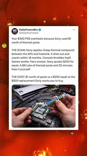 Your $500 PS5 overheats because Sony used $1 worth of thermal paste.