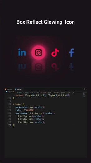 🔥create Box Reflect Glowing Icon // ⚡ how to make icon shine effect // 🔥 #coding // #icon // #shorts