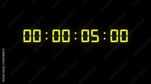 One minute of glowing led 60 fps timecode readout with yellow digits on black background.