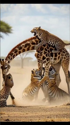 🐅 Tiger vs Giraffe Fight in Dry Field | Wild Animal Battle Caught on Camera 🦒🔥