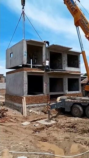 partial prefab house assembly #construction