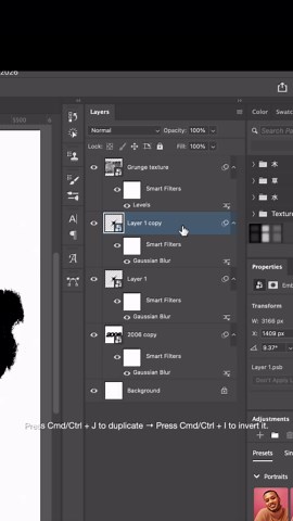 Grunge text effect. . . . ⁡For these assets and full tutorial, check out my YouTube through the link in my profile. . . . Start Photoshop, YouTube tutorials, Poster store, Join my community, ー Link in bio ⁡ . . . #photoshop #graphicdesign #fyp #creativeprocess #photoshoptutorial