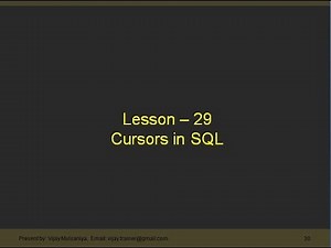 Lesson 29 Cursors in SQL server in Hindi
