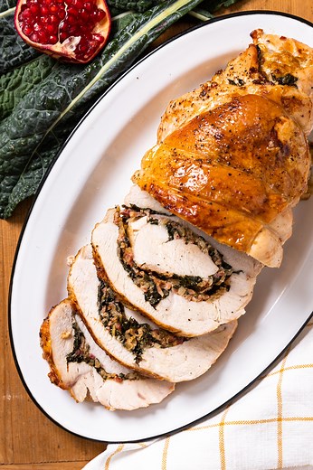 PRINT the recipe: https://www.wyseguide.com/turkey-roulade-with-bacon-and-kale-stuffing/ A turkey breast is a great option if you want turkey but don’t want to roast a whole bird. This breast is full of flavor with a delicious filling that's rolled into the breast. Simple doesn’t need to be boring! INGREDIENTS⁠ ⁠ - 1 5-lb boneless turkey breast (or two 2 1/2 lb breasts)⁠ - 5 strips thick-cut bacon⁠ - 1 cup chopped onion⁠ - 1 tsp salt⁠ - 1/2 tsp pepper⁠ - 2 cloves garlic, minced⁠ - 3 sprigs thyme