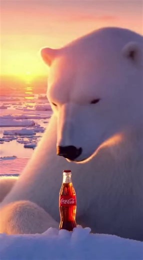 Big Polar Bear Enjoys Coca Cola Refreshment