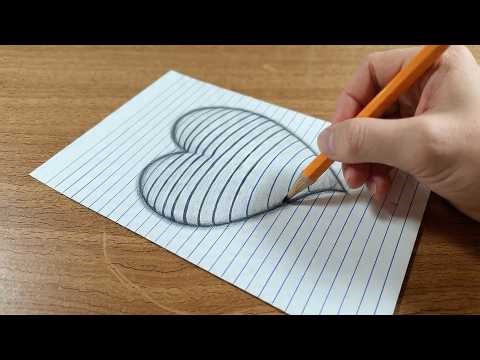 How to Draw a 3D Floating Heart | Easy Optical Illusion