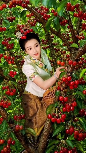 Beautiful nature with rural life –🍒🥭🫶 harvest fresh fruits in the summer 🍒🍇🍑 #fruit #shorts #yummy