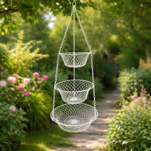 Vintage Wire Mesh Hanging Basket 3 Tier Collapsible Fruit Vegetable Bath Storage Farmhouse Boho Kitchen Organizer - Etsy