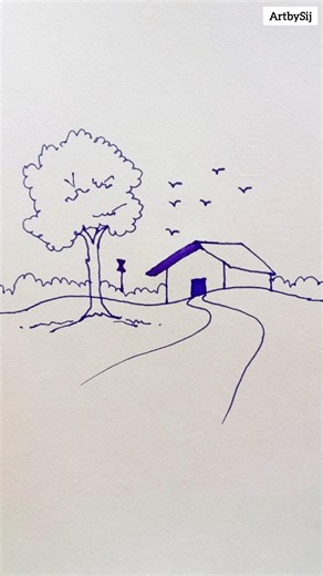 Amazing Easy scenery drawing using pencil #drawing