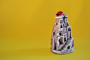 Miniature fairy chimneys and ladyclock stays top of the fairy...