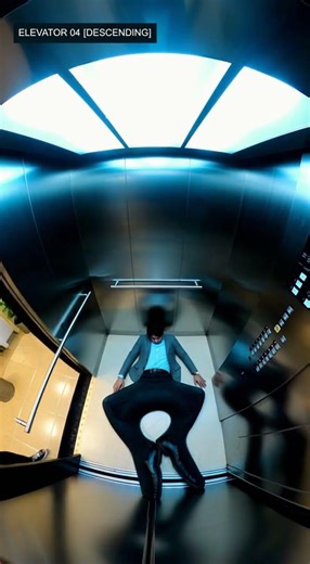 Elevator Fail: Man Gets Stuck in a Weird Position!