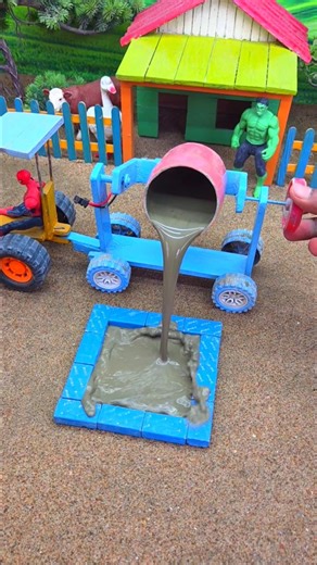 Real Working Mini Tractor Machine Making Cement Pillar with Bricks | Mini Tractor Wala Video #shorts