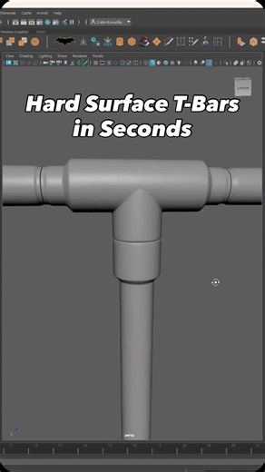 Zubin K on Instagram: "Connecting cylinders doesn’t have to be painful. Here’s the quickest way to merge cylinders to create polished hard surface T-bars or crossbars in Maya or Blender. A simple boolean, and clean topology every time. Save this for later and follow for more modeling tips! #3dmodeling #maya3d #blender3d"