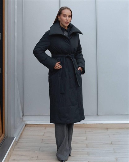 Waterproof Twill Long Puffer Coat | Belted Winter Jacket - Etsy Canada