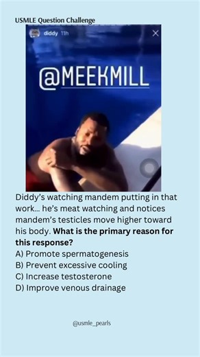 USMLE High-Yield Questions on Instagram: "“Meat mill reflex” ⸻ 📚 EXPLANATION (WITH ANSWER) Mandem’s testes move upward toward the body due to contraction of the cremaster muscle. This is the cremasteric reflex, mediated by L1–L2 spinal nerve roots. Primary purpose: thermoregulation. Sperm production needs a temperature slightly below core body temp. When there’s stimulation or cold, the reflex pulls the testes closer to prevent excessive cooling. 👉 Correct answer: B) Prevent excessive cooling 