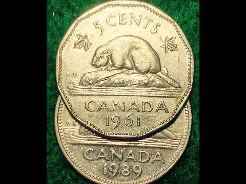 Canada 1989 & 1961 5 Cents- One Round Cupronickel & One Dodecagonal Nickel Nickel