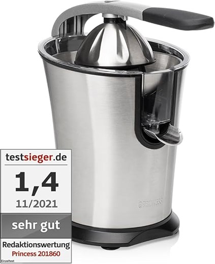 Princess Master Juicer Pro – Edelstahl Presskegel – Rostfreier Edelstahl – 201860 – Silber