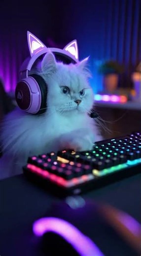 This cat's aim is insane #gaming #cat #skills