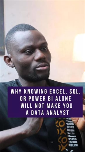 Data Analytics | Software | DevOps | AI Training Lagos Nigeria on Instagram: "Why Knowing Excel, SQL, or Power BI Alone Will Not Make You a Data Analyst Many people believe that once they learn Excel, SQL, or Power BI, they automatically become a data analyst. But the truth is simple: Tools alone do not make you a data analyst. In this video, I explain why knowing Excel, writing SQL queries, or building dashboards is not enough to succeed in the real analytics world. Data analytics is not just a