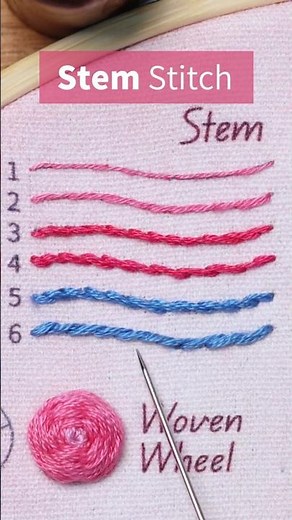 Very easy stem stitch embroidery tutorial #embroidery #stitch #stemstitch #beginnersstitch
