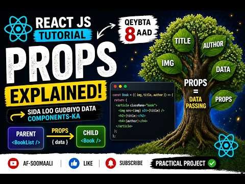 React Tutorial Somali #8 – Props Explained | Sida Loo Gudbiyo Data Components-ka (BookList Project)