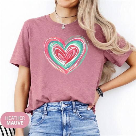 Colorful Heart Tee, Pastel Colors Heart, Gift Shirt, Heart Gift for Mom, Cute Heart Shirt, Love Shirt, Pure Love Shirt - Etsy