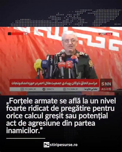 🗣️Purtătorul de cuvânt al Ministerului Apărării din Iran, Reza Talaei-Nik, a declarat: „Forțele armate se află la un nivel foarte ridicat de pregătire pentru orice calcul greșit sau potențial act de agresiune din partea inamicilor.”🇮🇷 Sursa video: Open Source Intel #Iran #armată #atac | stiripesurse.ro