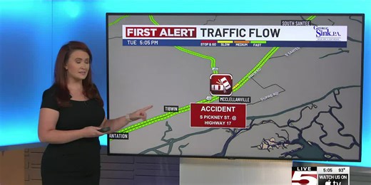 VIDEO: Two-vehicle crash closes lanes of Hwy 17