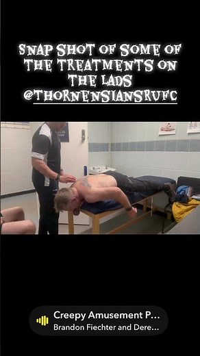 Pre training massage on local rugby team.