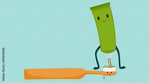 toothbrush and toothpaste, putting toothpaste on toothbrush Stock Video