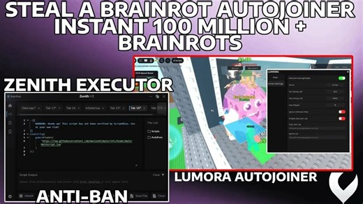Steal a Brainrot Lumora AutoJoiner Script | Zenith Executor | Instant 100M+ Brainrots | Valary.cc