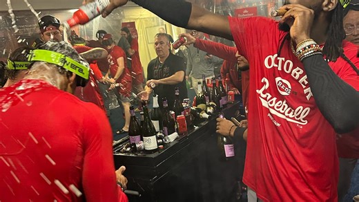 Reds MLB playoffs locker room celebration