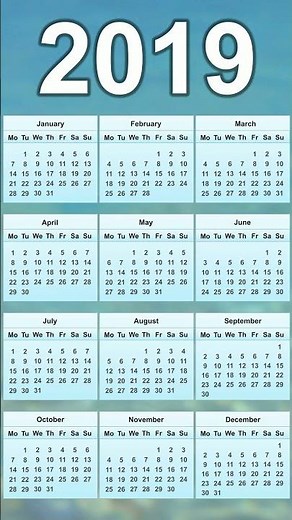 2019 Calendar
