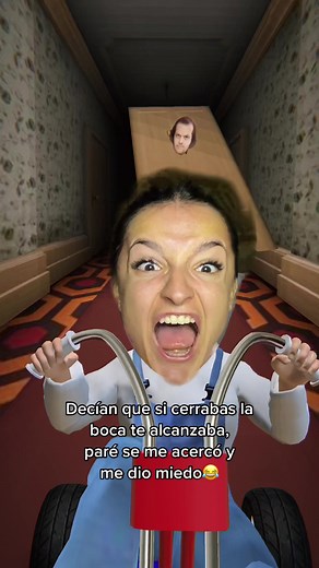 Humorous Tricycle Ride Through Eerie Hallway