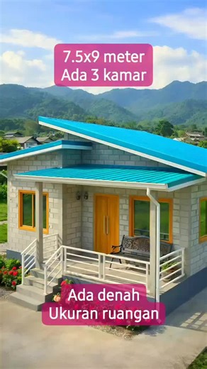 Simple House Design Idea with 3 Bedroom, Size 7.5x9m#donerequest #tiny #house #bahaykubo