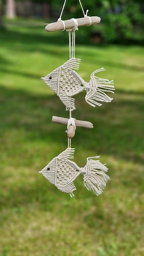 Macrame School on Instagram: "Hanging Macrame Fish idea - Full tutorial on my YouTube channel / Link in Bio or find us @macrameschool"