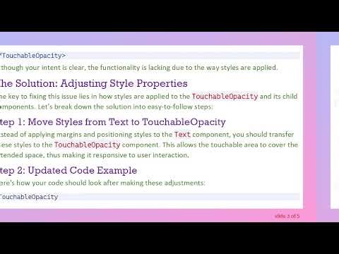 Resolving TouchableOpacity Issues in React Native