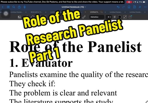 Role of the Research Panelist Part 1