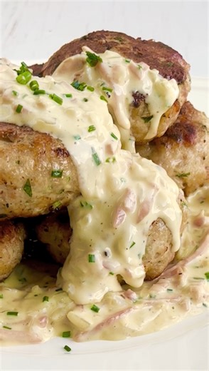 Juicy Dijon chicken rissoles smothered in a creamy mustard sauce - what more could you want? This recipe is rich, flavourful and totally comforting! Serve with buttery mash, roasted vegies or a simple salad for an easy weeknight dinner. If you'd like this recipe Google 'BestRecipes Dijon chicken rissoles'. | Best Recipes
