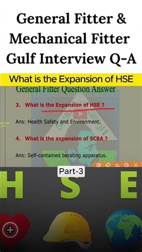 HSE Full Form | General Fitter & Mechanical Fitter Interview Question | Gulf | Part-3 #shorts #facts
