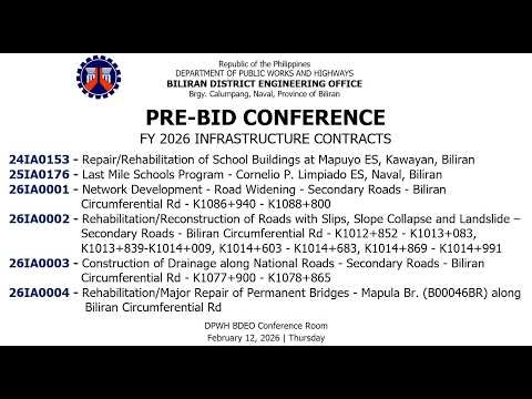 Procurement Livestream for DPWH Biliran DEO on February 12, 2026