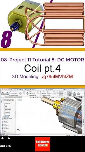 8- 3D Draft | DC Motor |: Coil pt.4 #3d #solidworks #tutorial #cad #drawing #motor #electronics