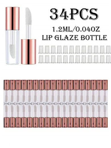 10/34pcs Mini Refillable Lip Gloss Tubes - 0.04oz Travel Size Leak-Proof Containers With Rubber Stoppers, Empty Lipstick Tubes For DIY Cosmetics And On-The-Go Touch Ups | SHEIN