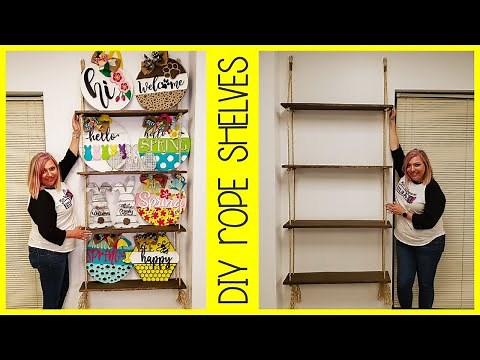 DIY Hanging Rope Shelves
